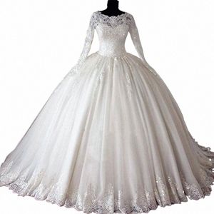 zj9155 2023 Sexy Exquisite Oansatz Lg Ärmeln Ball Hochzeit Dr Sparkly Kristall Applikationen Backl Brautkleid Für Frauen m308 #