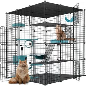 Cat Carriers Large Cage Enclosure Indoor DIY Playpen Pet Home Small Animal House Detachable Metal Wire Kennels Crate Exercise