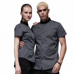 Hotel Summer Catering Macacão Camisa Restaurante Garçom Trabalho Uniforme Homens e Mulheres Bar Churrasco Pessoal Trabalho Traje Padaria Café Workwear d4Y6 #