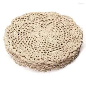 Baking Moulds 12Pcs Vintage Cotton Mat Round Hand Crocheted Lace Doilies Flower Coasters Lot Household Table Decorative Crafts Accessories