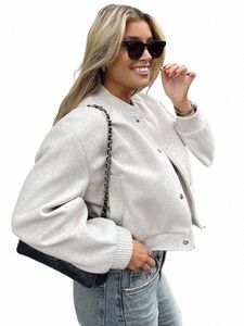 Retro O Neck Bomber Jackets FI Solid Fleece Single Breasted Cropped Coat 2023 Autumn Winter Short Cmere Trench Coats F1GJ#