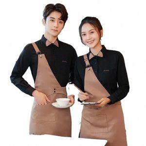 food Service Uniforms Lg Sleeves for Hotel Restaurant Coffee Bartender Bar Waiter Uniform Set with Apr u816#