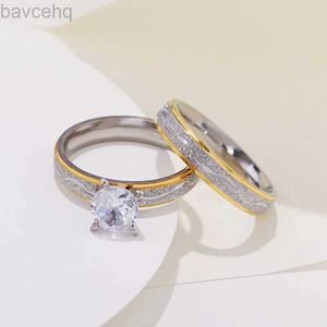 Wedding Rings 4mm Couple Lover Engagement Rings for Women Men Stainless Steel Ring with Zircon Korean Style Jewelry for Wedding WC033 24329