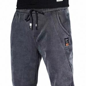 2024 Nya koreanska FI Summer Thin Loose Jeans Mens Mens Drawstring Pants Golf Jogings Jeans Man Japanese Streetwear Harem Trousers C0xg#