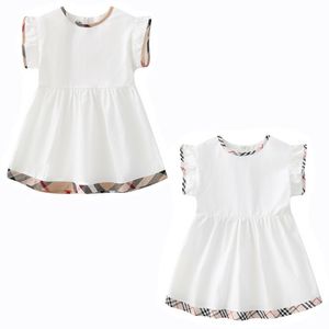 고급 디자이너 여자 드레스 세트 절묘한 유아 아기 흰색 격자 무늬 드레스 선물
