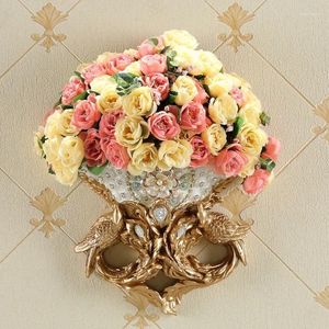 Vasi Americano Appeso A Parete Murale Resina Finto Vaso di Fiori Ornamenti Fengshui Casa Soggiorno Accessori Decor Regali di Nozze