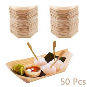 Louça descartável pinho sushi catering servindo bandeja bolo ferramenta tigela de madeira
