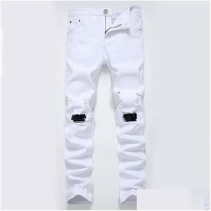 Mens Jeans Men Ripped Fashion Knee Hole Pants Young Man Cowboys Hip Hop Trendy High Quality Student Drop Delivery Apparel Clothing Dhopb