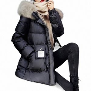 2023 nuove donne giù Cott cappotto giacca invernale femminile di media lunghezza Versi Parka di spessore caldo Outwear collo di pelliccia cappotto con cappuccio 55NP #