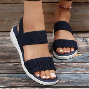 Sandals Womens Wedge Platform مريحة في الهواء الطلق الشاطئ الترفيهي مرنة المصمم أحذية الصيف H240328NH5U