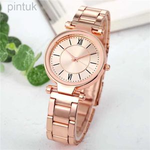 Wristwatches Luxury Rose Gold Stainless Steel Watches Female Classic Round Dial Quartz Watch Women Business Wristwatches Wrist Jewelry Reloj 24329