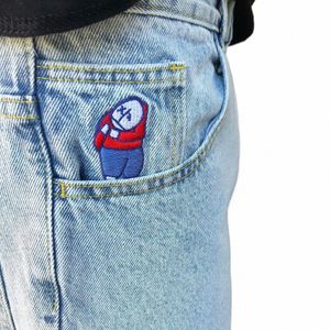 شارع الشارع Big Boy Jeans Y2K Pants Hip Hop Carto Graphic Terrotro Retro Blue Baggy Jeans Mens Fi Wide Wide G8d3#