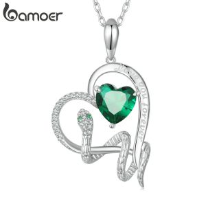 Collane BAMOER AUTUNE VERDE CZ CZ SPINATO CATTURA CATTO CATTO GATTO GEOMORNO GEOMETRICA CATENA NETTO DI CUORE PER GIOVANE DONNA GIOCHI