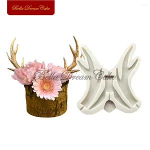 Baking Moulds Large Size Antlers Silicone Mold Christmas Fondant Mould Chocolate Sugarcraft Cupcake Molds Cake Decorating Tools Bakeware