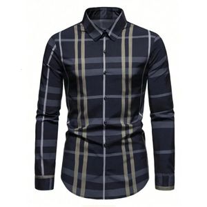 Autunno 2023 vendita di polo alla moda colletto a righe design camicia a maniche lunghe da uomo abbigliamento 240328