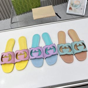 Sandals G-Slipper slippers slide Women's Interlocking Cut-out Sandals Rubber sole Shoes Lady Flip Flops Slip On Beach Slides Flat Casual Walking Oofr slides 35-43