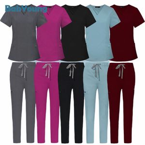 Abbigliamento da lavoro Infermiera Top + Pantaloni dritti Uniforme infermieristica medica Donna Uomo Pet Shop Beauty Work Suit Medico Chirurgia Scrubs Set G663 #