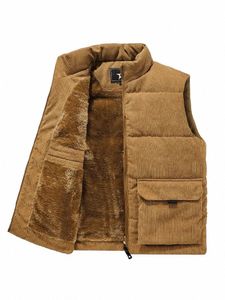 casual Thick Vest Men Solid Winter Cargo Sleevel Jacket Man 2023 Fi Zippper Corduroy Turtleneck Warm Boy Outwears i4CI#