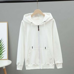 mode kvinnors hoodie koreansk version av den långa ärmen avslappnade lapptäcken färg hoodie jacka 100% bomulls huvtröja högkvalitativ kofta bomullsjacka herr hoodie