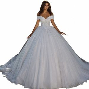 liyuke Elegant Princ Ball Gown Wedding Dres With Beading Appliques Lace Off Shoulder For Brides 74kG#