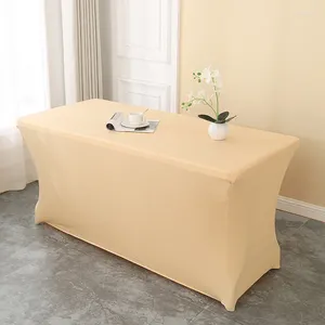 Toalha de mesa elástica para decoração de banquete de casamento, capa retangular espessada branca