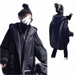 lamb Wool Hooded Cott-padded Jacket Coat Women's Autumn and Winter 2023 New Loose Lg Sleeve Padded Warm Cott-padded Jacket g0In#