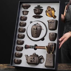 Teaware Sets Kungfu Luxury Chinese Tea Set Cup Mugs Portable Vintage Teapot Ceramic Box Pottery Jogo De Xicaras Drinkware AB50TS