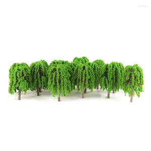 Декоративные цветы модель растения дерево зелень кухня пластик смола поезд железная дорога ива 25 шт. украшение дисплей зеленый удобный