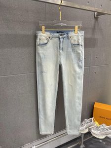 2024 Spring Autumn Ripped Zipper Men's Jeans Light Washed Striped Man's Long Pencil Pants WCNZ007