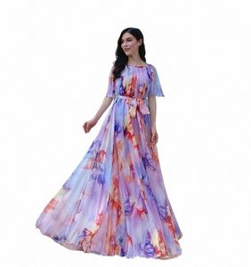 plus Size Bohemian Beach Sundr Flying Clothing Chiff Loose Elegant Vestido Robes Lady Holidays Prom Lg Dr Belt Which y4OA#