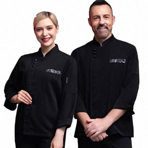 men Chef Shirt Western Restaurant Kitchen Jacket Hotel Men Waiter Uniform Coffee Shop Women's Work Clothes Canteen Cooking Coat 11Xu#