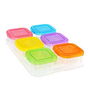 Fyra rutor Sex rutor Baby Food Box Baby Frozen Box Storage Crisper Snack Box Fruit Box