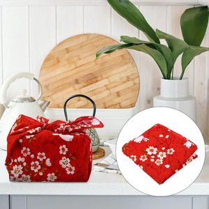 Louça mesa pano furoshiki bento saco lenço japonês pequeno vermelho embrulho viagem