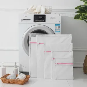 Tvättpåsar med dragkedja Polyester Tvätt reseskydd nettofällbart tjockare underkläder tvättmaskin kläder väska