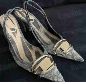 D-Venus SB Denim Heels Slingback Womens Sandals Pumps D Kittie Canvas Venus Beach Summer Luxury Designer High Heel Party Sexy Wedding Leather 5424