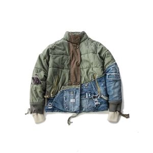 Giacche da uomo aboorun Hi Street Hole Patchwork Giacca di jeans streetwear Spesso giù per jean cotone per maschio Curz Tulingzhu