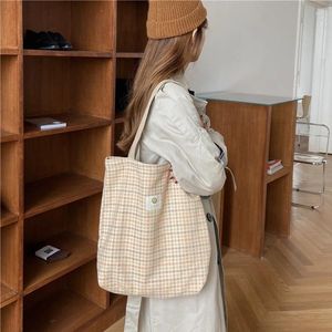 Bag Warm Winter Women Woolen Canvas Bags Vintage Plaid Female Casual Tote Soft Cloth Handbag Ladies Striped Pattern Shoulder