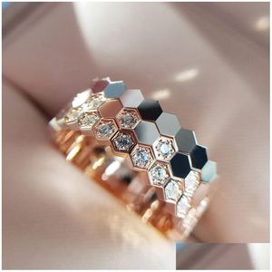 Band Rings Selling Womens Three Style 925 Sterling Sier Jewelry Exquisite Stackable Hexagon Ring Diamond Wholesale Drop Delivery Dh4Hs