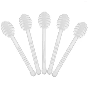 Spoons 5 Pcs Honey Stick Sticks Plastic Mixing Stirring Rod Dipper For Jar Kitchen Convenient Portable Reusable Rods