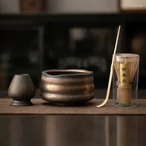 Teaware set handgjorda japanska matcha teset ceremoni verktyg baiben licha skål hushåll traditionell tillbehör