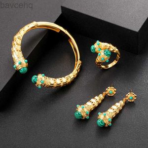 Anéis de casamento Janekelly Luxo Único Africano Bangle Ring Set Jóias para Mulheres Casamento Cubic Zircon Cristal CZ Dubai Nupcial Conjunto de Jóias 24329
