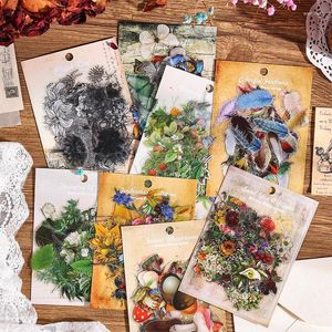 Confezione regalo 60 pezzi Vintage Natura Fiore Pianta Scrapbooking Adesivi Decorare Forniture Pasta di carta Fai da te Diario spazzatura Collage Diario Materiale