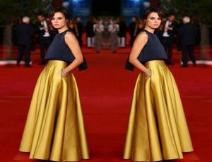 Saia longa cor dourada de alta qualidade com bolso cetim até o chão uma linha mulheres customizadas cor e tamanho saias de festa baratas3976110