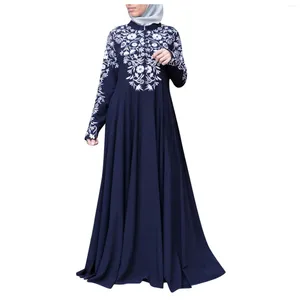 Sıradan Elbiseler Kadın Müslüman Abaya Arap Maksi Elbise Dua Kıyafetleri Etnik İşlemeli Uzun Kollu İslam Robi Fas Kaftan Elbisesi