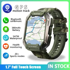 GPS Military Smart Watch Men Bluetooth Full Touch Screen 5atm Waterproof Watches Sports Fitness Smartwatch för Android iOS Watch