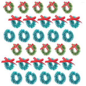 Decorative Flowers 30Pcs Christmas Wreath Xmas Rings Napkin Artificial Crafts Bow Front Door For Table ( Blue Green )