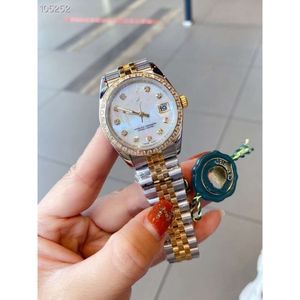 Laojia Log Orologio meccanico completamente automatico da uomo e da donna, classico orologio in acciaio di precisione con diamanti blu acqua