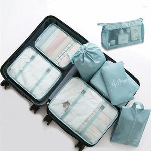 Förvaringspåsar 8st/ställ in stor kapacitetsbagage för att packa kubkläder underkläder kosmetisk researrangör väska toalettartiklar