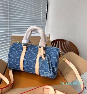 Designer -2024 axelväska blå plånbok duk liten fyrkantig väska hållare multicolor damier ebene canvas långa plånböcker handväska