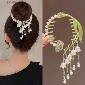 Fermagli per capelli Clip con strass lucidi Splay Imitazione Corea Moda Perla Serpente Artigli per capelli Ornamenti quadrati geometrici in metallo per capelli da donna Y240329